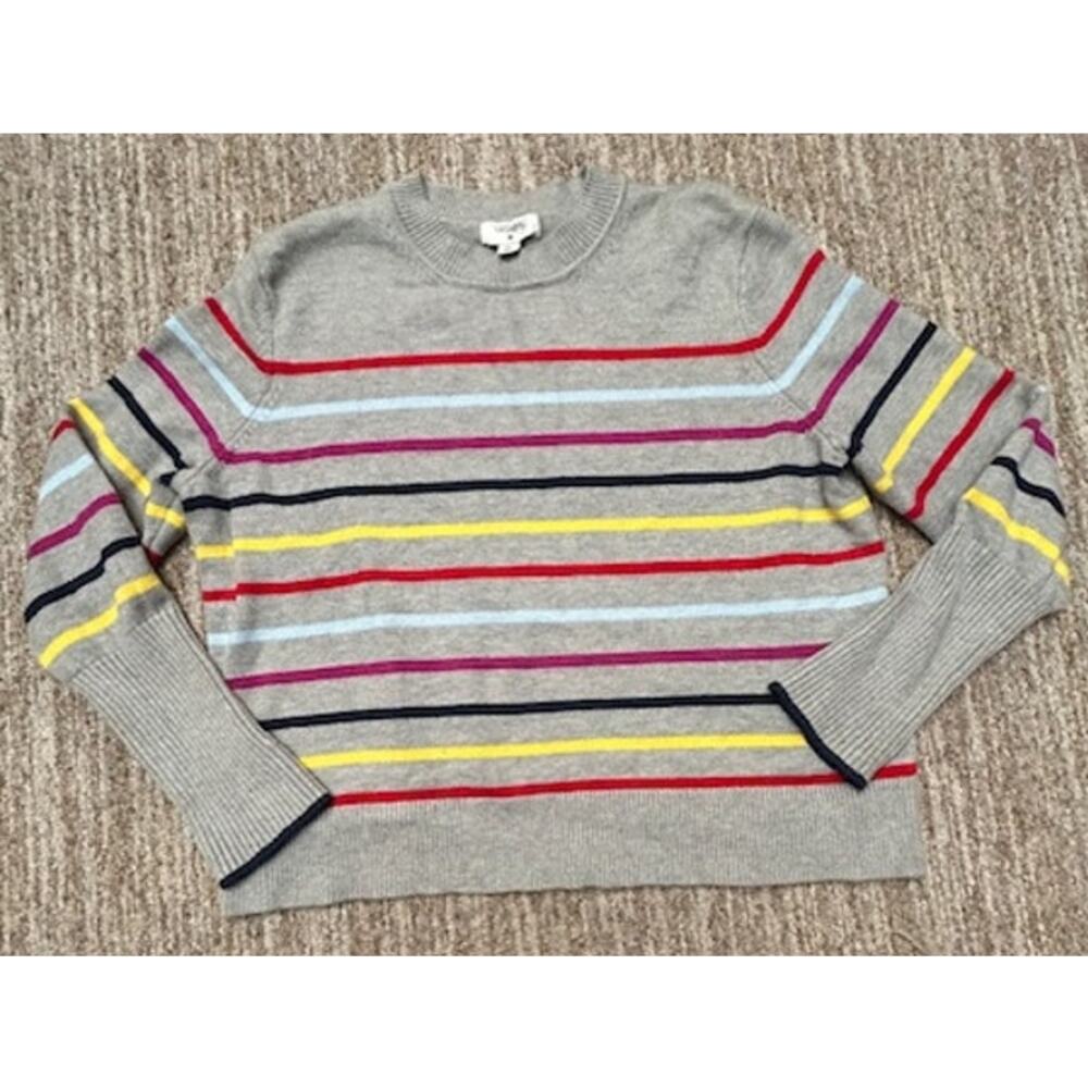 La Ligne X Target Women's Gray Crewneck Heavy Sweater Colored Stripes Size XL